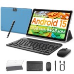 BAKEN Global Edition tablet PC de 10 polegadas, sistema Android 15, processador quad-core, 12 GB + 64 GB, suporta expansão de 1 TB, WiFi, 6000 mAh