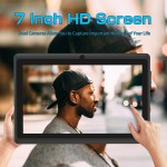 Pritom 7 Polegadas Tablet PC, Android 13 Quad Core, 4GB (2+2GB Virtual) RAM 32GB ROM, WiFi, Câmera Dupla, USB C, com Estojo de Couro