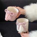 1pc arco alça coração caneca de cerâmica, arco criativo lidar com design xadrez padrão caneca xícara de café, adequado para decoração de casa, água potável diária, café da manhã