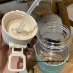 Garrafa de água fofa portátil de 500ml com tampa pop-up de palha à prova de vazamento para crianças da escola garrafa de beber de plástico
