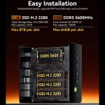 GMKtec K12 Gaming Mini PC AMD Ryzen 7 H 255 (atualizado 8745HS) Mini computadores desktop Radeon 780M WiFi 6E/BT5.2, USB-C, Barebone