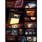 Tablet Android 15 Cubot TAB KingKong S, bateria de 15300 mAh, 16 GB (6+10), 256 GB, tela de 10,1 polegadas com 90 Hz, luz de acampamento, câmera de 48 MP