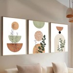 3 pçs moderno boho forma abstrata planta cartaz impressão meados do século estilo boêmio geometria arte botânica pintura decoração da parede imagem