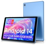 Mais recente tablet Android 14, tablet de 10 polegadas, processador Quad-core, 5G WiFi, 4 GB de ROM + 32 GB de RAM, resolução 1280 * 800, bateria de 6000 mAh