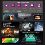 Tablets Blackview MEGA 2 12 polegadas 2K Display Widevine L1 24 GB (8 + 16) Android 15 256 GB 9000 mAh AI Câmera principal Pad PC