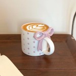 1pc arco alça coração caneca de cerâmica, arco criativo lidar com design xadrez padrão caneca xícara de café, adequado para decoração de casa, água potável diária, café da manhã