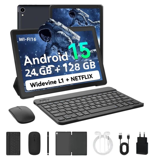 10 Polegada tablet android 15 a523 8 núcleo comprimidos 24gb + 128gb 1tb expansão wifi 6 5mp + 8mp stylus teclado mouse fone de ouvido pc pad conjunto