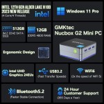 Gmktec g2 mini pc windows 11 pro intel 12th gen alder lake n100 mini pc ddr5 12gb ram 512gb rom wifi 6 bt5.2 computador desktop