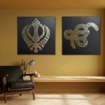 Feito à mão sikh khanda e ek onkar mandala metal arte da parede conjunto de dois decoração de casa espiritual para gurudwara yoga estúdios sikhism presente