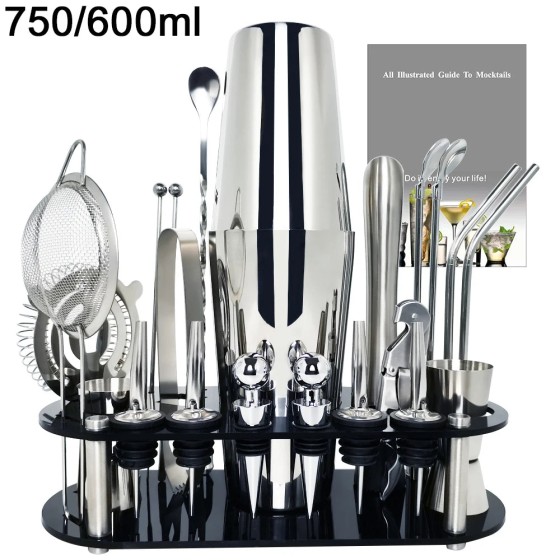 13-22Pcs 750ml 600ml Boston Cocktail Shaker Bar Ferramentas Wine Mixer Set Kit Bartender Ferramenta Cocktail Shaker com Titular
